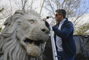 Lánchíd oroszlánjainak restaurálása